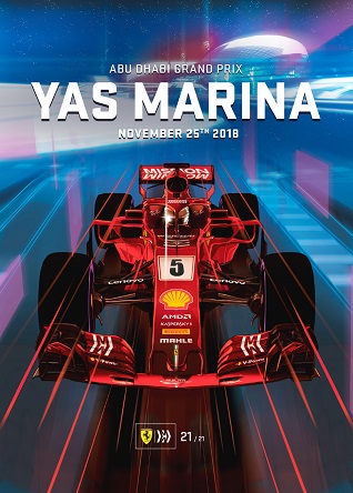 ABU DHABI YAS MARINA 2018 F1 FERRARI GRAND PRIX RACE POSTER COVER ART
